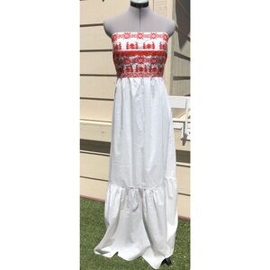 LULUMARI Embroidered Tube Top Maxi Boho Dress